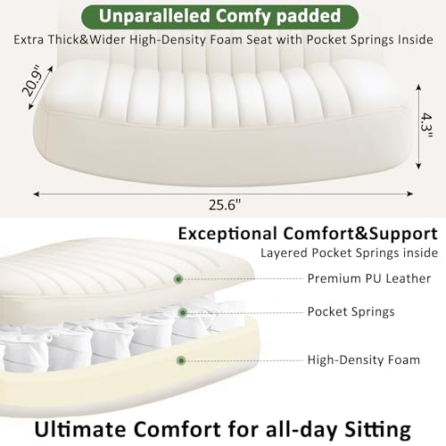 DARKECHO OFFICE CHAIR WITH WHEELS LEATHER WHITE Thick Padded - Scratch & Dent