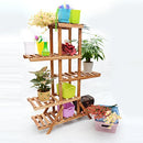 Saim 5-Tier Wooden Plant Stand Shelf Flower Pot Rack Holder - Brown - Brand New