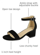 B09Q4LYXK8 Lucky Top Girls Dress Sandal Low Heel Ankle Strap, Black, Size 1 - Brand New