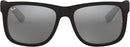 RAY-BAN, FRAME - MATTE RUBBER BLACK, LENSES - SILVER MIRROR, 622/55 - Like New