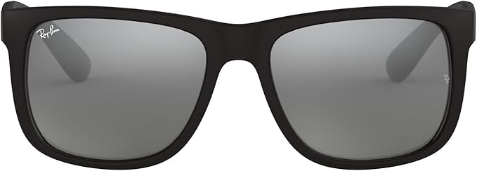 RAY-BAN, FRAME - MATTE RUBBER BLACK, LENSES - SILVER MIRROR, 622/55 - Like New