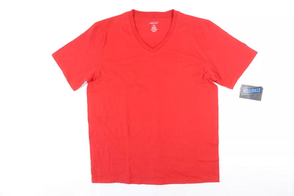BLUE ICE MENS STRETCH VNECK TSHIRT - RED - SIZE: MEDIUM - Brand New