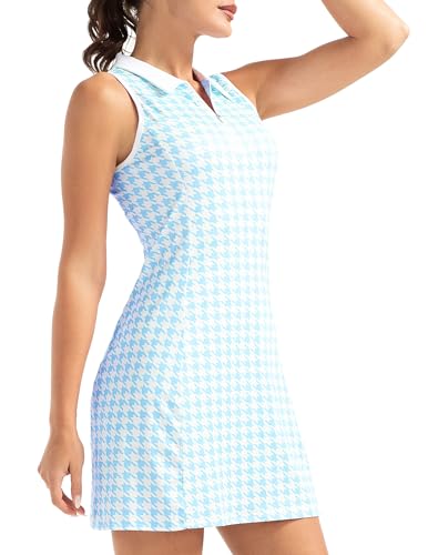FKEEP WOMEN'S GOLF TENNIS DRESS V-NECK AND SHORTS WORKOUT SIZE M - BLUE PLAID - Brand New
