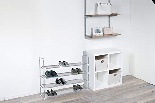 STORAGE SOLUTIONS GRAY 4 TIER PLASTIC SHOE RACK AND STORAGE CLOSET - GREY - Like New