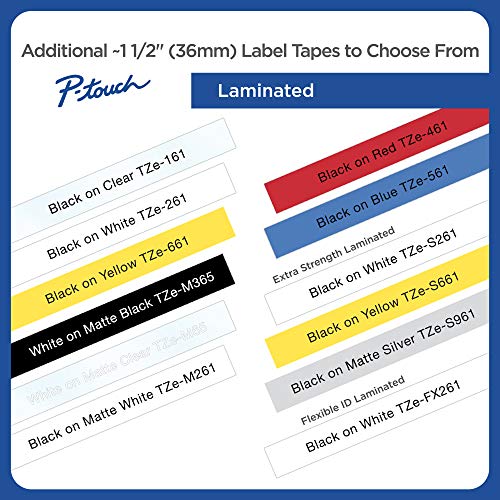Brother P-Touch TZe-M365 White Print on Matte Black Label Tape 1.4” (36mm) Wide - Brand New