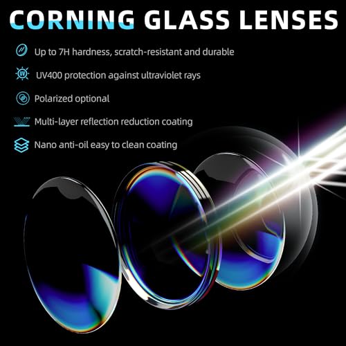 BINI CORNING GLASS LENSES POLARIZED SUNGLASSES UV400 PROTECTION B7248 - BLACK - Like New