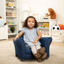 MELISSA & DOUG DENIM FABRIC CHILD’S READING CHAIR, KID'S FURNITURE - BLUE - Like New