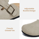 Xiakolaka Women's Suede Clogs Adjustable Buckle Footbed Home Slippers Beige 8 - Like New