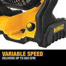 DEWALT 20V MAX Lithium-Ion Cordless Portable Fan Tool Only DCE512B - Yellow - Like New