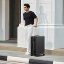 ANYZIP ALUMINUM FRAME ZIPPERLESS CHECKED LUGGAGE HARD SHELL 28" - BLACK - Brand New