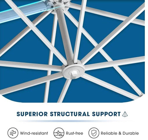 BLUU 10 FT. ALUMINUM SQURARE PATIO OFFSET CANTILEVER UMBRELLA - ROYAL BLUE - Like New