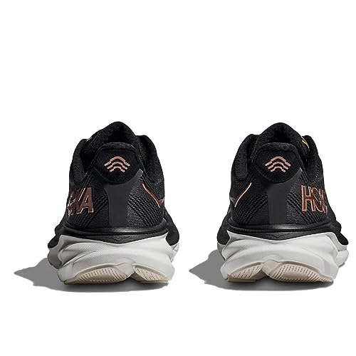 Hoka Women's Clifton 9 Sneaker - Black/Rose Gold - Size 6 - Like New