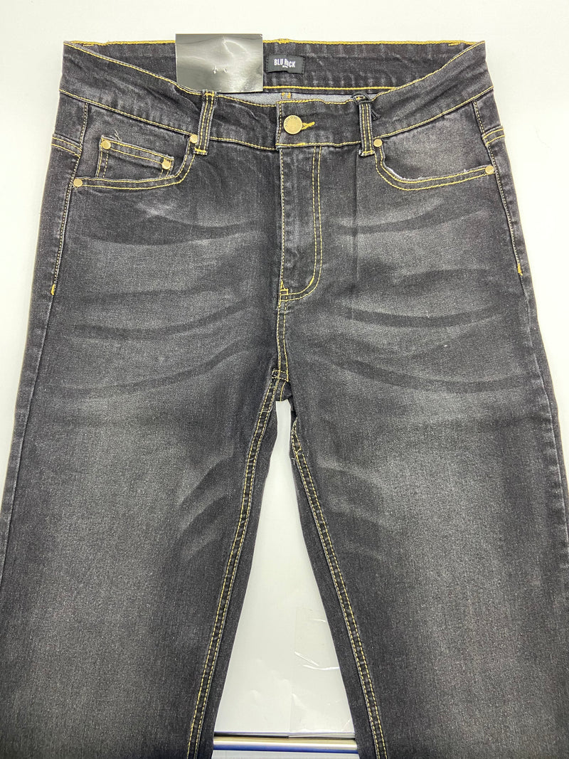 BLU ROCK MEN'S CASUAL FLEX STRETCH SLIM STRAIGHT JEANS - SIZE: 30X31 - JET BLACK - Brand New