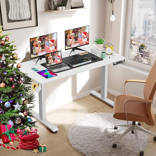 FAREXON ELECTRIC STANDING COMPUTER DESK 55X24 4 PRESET HEIGHTS 5524-WT - WHITE - Like New