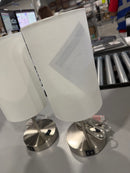 FENMZEE SMALL TOUCH TABLE LAMPS SET OF 2, 3-WAY DIMMABLE, AC OUTLET, SILVER BASE - Like New