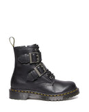 31033001 DR. MARTENS 1460 Buckle Pull Up Leather Lace Up Boots BLACK SIZE 6 Like New