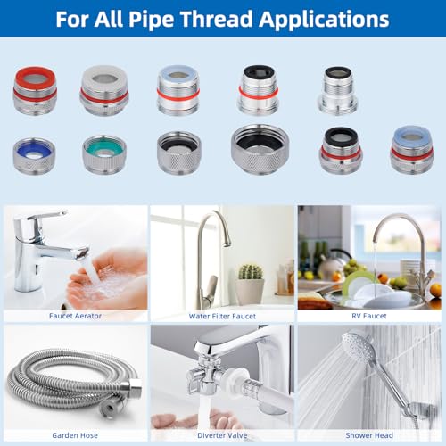 11pcs Faucet Adapter Kit, Brass Faucet Aerator Adapter Set Male Female Sink - Like New