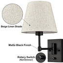 SAMTEEN Swing Arm Wall Sconces Set of Two Modern Black Sconce Light Plug - Brand New