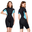 LEMORECN WETSUITS NEOPRENE DIVING SUIT 3MM SHORTY - SIZE L - BLACK/AQUA BLUE - Brand New