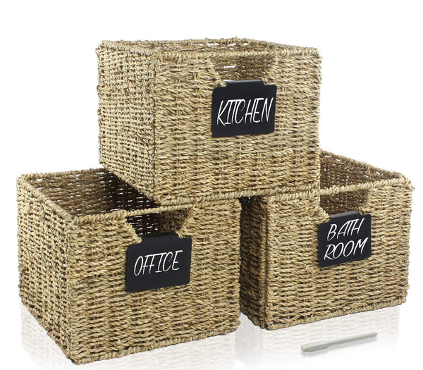 IMAYLLA SEAGRASS STORAGE BASKET 3 PIECES - BLACK/WHITE - Like New