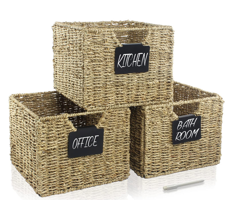IMAYLLA SEAGRASS STORAGE BASKET 3 PIECES - BLACK/WHITE - Like New