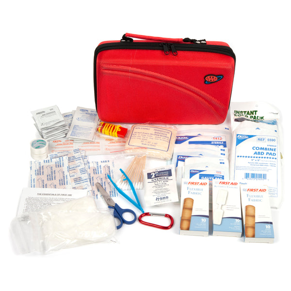 Lifeline AAA 121-Piece Road Trip Emergency First Aid Kit and Premium Sports Team First Aid Essentials Case Red 4180AAA
