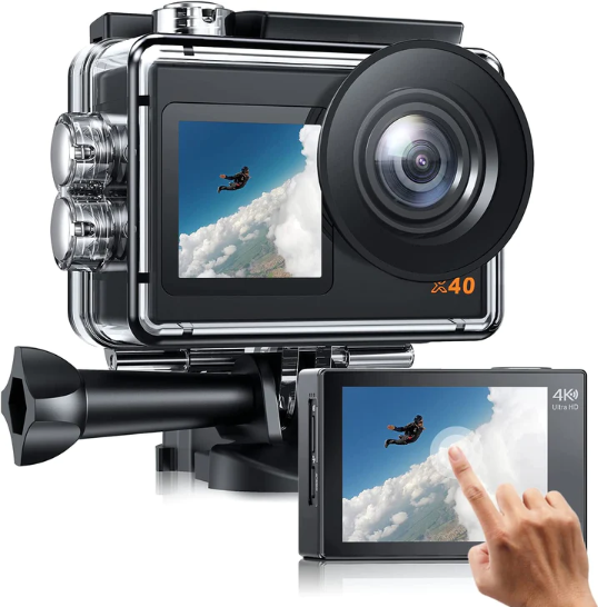 Campark X40 4K 30FPS 20MP Dual Screen Action Camera Waterproof Camera - Black Like New