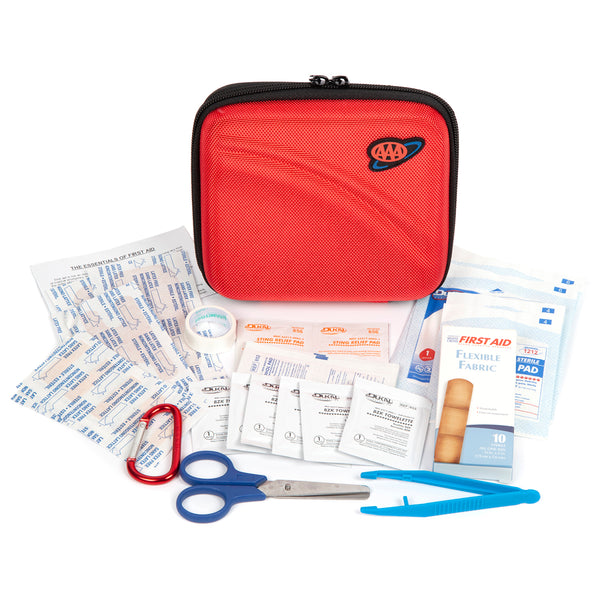 Lifeline AAA 53-Piece Road Trip Emergency First Aid Kit and Premium Sports Team First Aid Essentials Case Red 4182AAA