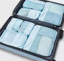 OPEN STORY 7-PIECE PACKING CUBE SET 100% RECYCLED POLYESTER CUBE - AQUA BLUE - Like New