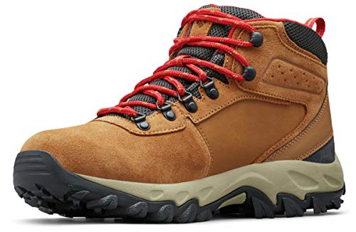 174641 COLUMBIA MEN NEWTON RIDGE PLUS II WATERPROOF BOOT, ELK/RED, SIZE 14 Like New