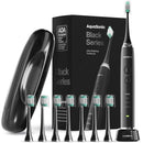 Aquasonic Black Series Ultra Whitening Toothbrush 8 Brush Head Travel Case BLACK - Like New