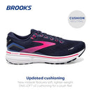 BROOKS WOMEN'S GHOST 15 NEUTRAL RUNNING SHOE - PEACOAT/BLUE/PINK - SIZE 10 - Like New