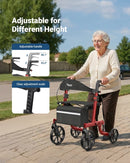 TILLPAST ALL TERRAIN FOLDING ROLLATOR WALKER FOR SENIORS WITH SEAT - RED - Like New