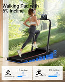 UMAY 3-IN-1 TREADMILL 9% INCLINE WALKING PAD 12KM/H FOLDING 2.5 HP - BLACK - Like New