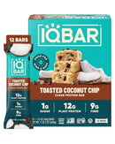 IQBAR Clean High Protein Bars Low Sugar Snack Toasted Coconut 12ct - Brand New