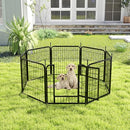 TEFUNE 8-Panel Metal Fence, Square tube-80-24, 8, Black - Brand New