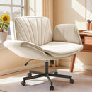 GENERIC CRISS CROSS CHAIR WITH WHEELS AND ADJUSTABLE ARM - BEIGE - Like New