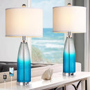 AUZONIMICS Table Lamps for Living Room Set of 2, 26" Blue Glass Lamp JT223004 Like New