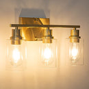 EMONG Bathroom Light Fixtures 3-Lights Vanity Light Clear Glass Shade - Gold Like New