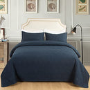 Hygge Hush Summer Quilt Set, Twin Size Navy Blue L Pattern 2 Pieces Quilt Set Like New