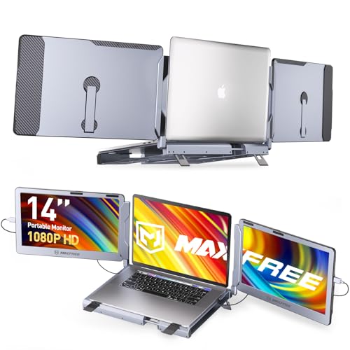 F2 Triple Screen Laptop Monitor Extender with 360° Rotation Stand - Plug & Play Like New