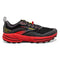 1103761D035 BROOKS CASCADIA 16 MEN'S TRAIL SHOE - BLACK/RED/YELLOW - SIZE 9.5 Like New