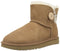 1016422 UGG MINI BAILEY BUTTON II BOOT FLEECE LINED, WOMENS SIZE 7 - CHESTNUT Like New