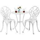 Yaheetech 3-Piece Patio Bistro Set with Umbrella Hole, White - Brand New