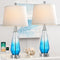 28'' Tall Table Lamp Set of 2 Modern Table Lamp Bedroom 2 USB Port - Blue/White Like New