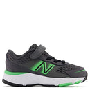 NEW BALANCE KIDS' 680 V6 HOOK, LOOP SHOE - MAGNET/VIBRANT SPRING/BLACK - SIZE 8 - Like New