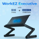 WORKEZ Executive Adjustable Laptop Stand 2 Fans 3 USB Ports Ergonomic - Black Like New