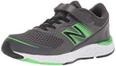 NEW BALANCE KIDS' 680 V6 HOOK, LOOP SHOE - MAGNET/VIBRANT SPRING/BLACK - SIZE 8 - Like New