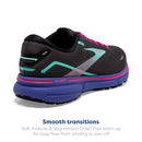 1203801B079 BROOKS WOMEN GHOST 15 NEUTRAL RUN SHOE - BLACK/BLUE/ARUBA - SIZE 9.5 Like New