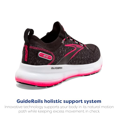 BROOKS WOMEN’S GLYCERIN 20 STEALTHFIT RUNNING SHOE BLACK/BLACKENED/DIVA PINK 6.5 - Like New
